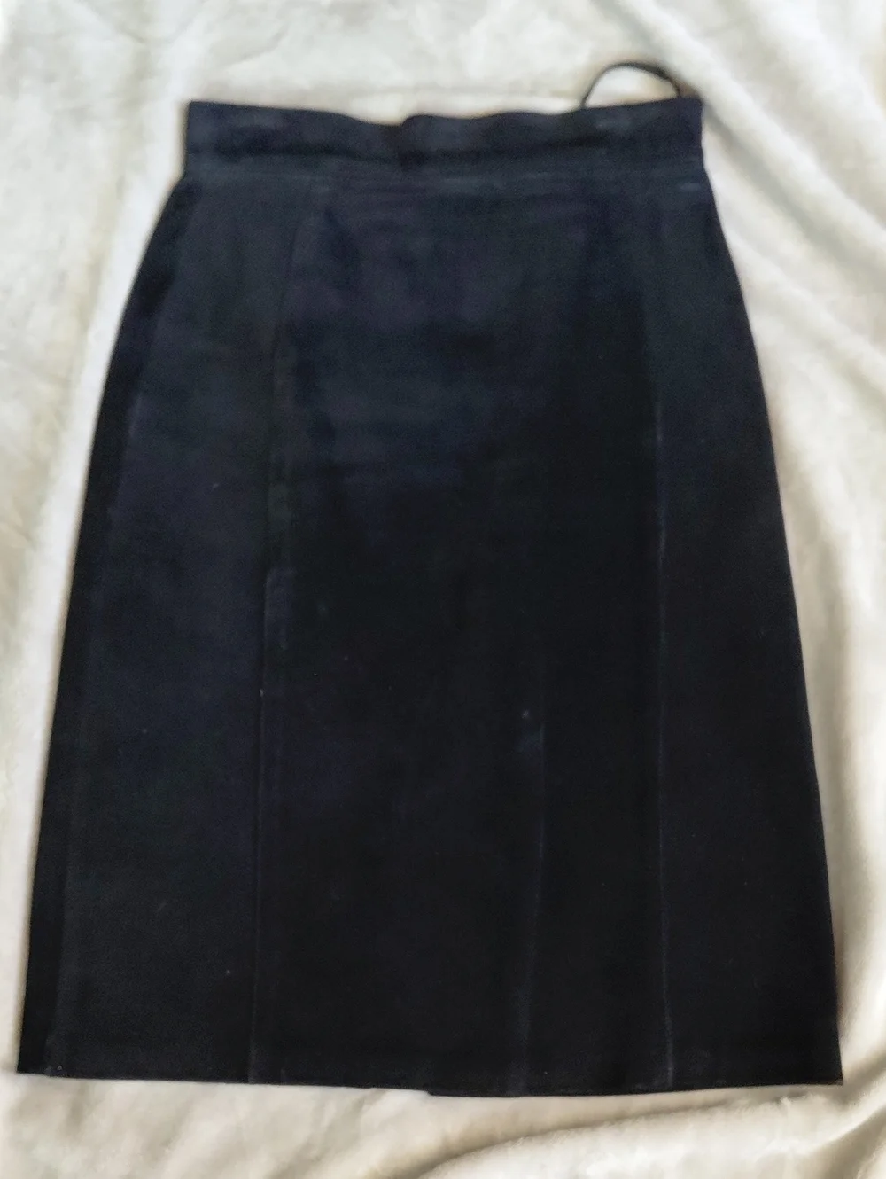 Vintage Genuine Suede Leather Pencil Skirt Black Size 9 High Waist